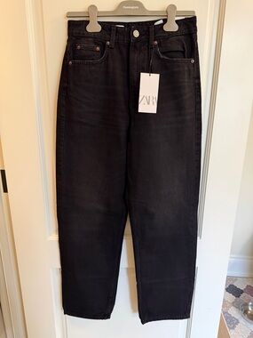 Zara Women’s Mom Black Denim Jeans New with Tags Size 6